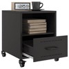 vidaXL Bedside Cabinets/End Tables 2 Pcs - Modern Black Steel Furniture with Wheels & Storage for Bedroom/Living Room - 4 of 4