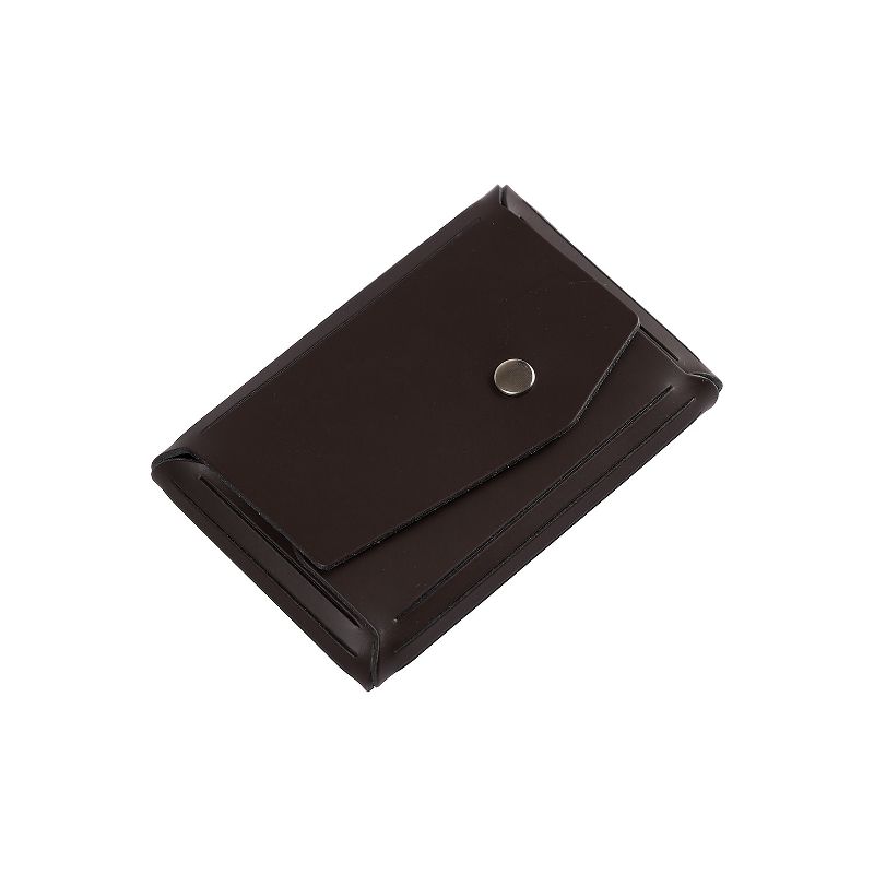 JAM Paper Italian Leather Business Card Holder Case with Angular Flap Dark Brown Sold Individually, 2 of 5