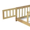 MAYEERTY Full Floor Bed with Fence and Door, Rubber Wood Bed Guardrails Beige - 4 of 4