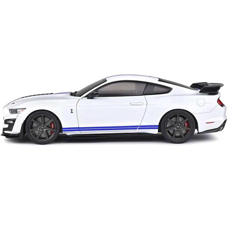 2020 Ford Mustang Shelby GT500 White with Blue Stripes "Special Edition" 1/18 Diecast Model Car by Maisto, 3 of 7