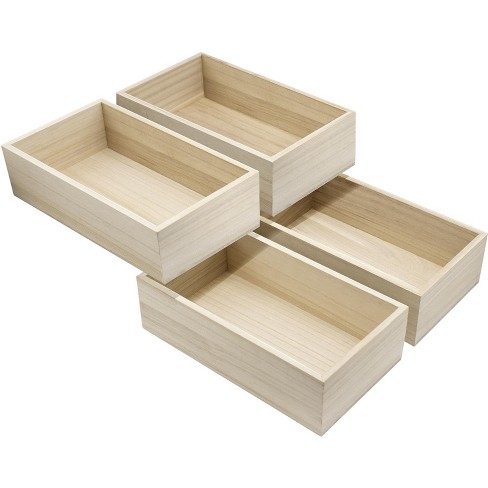 Sorbus Natural Wood Bin (4-Pack) - image 1 of 4