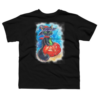Boy's Design By Humans halloween. the witch cat By POLINART T-Shirt