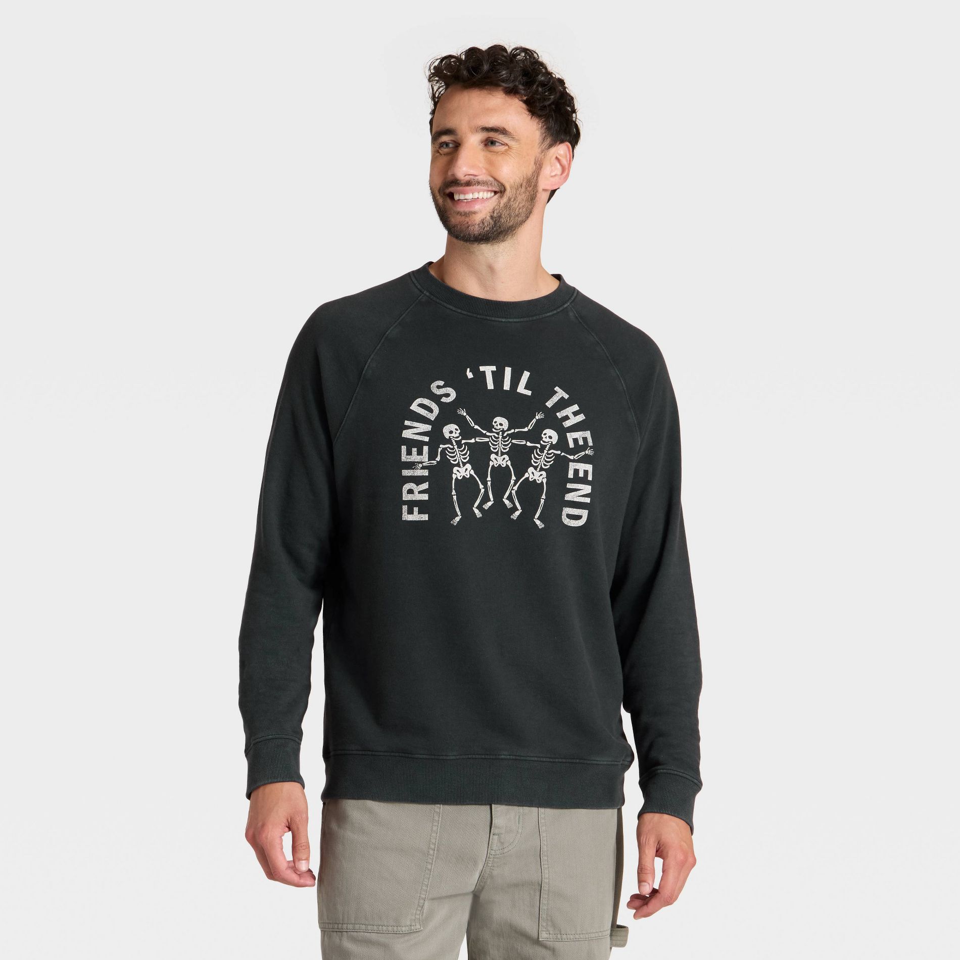 Men's Vintage French Terry Crewneck Sweatshirt - Goodfellow & Co™ Charcoal Gray