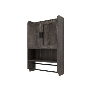 Bathroom Wall Cabinet with Doors,Adjustable Shelf,Towel Bar and Paper Holder, Over The Toilet Storage Cabinet, Medicine Cabinet for Bathroom-White - 1 of 4
