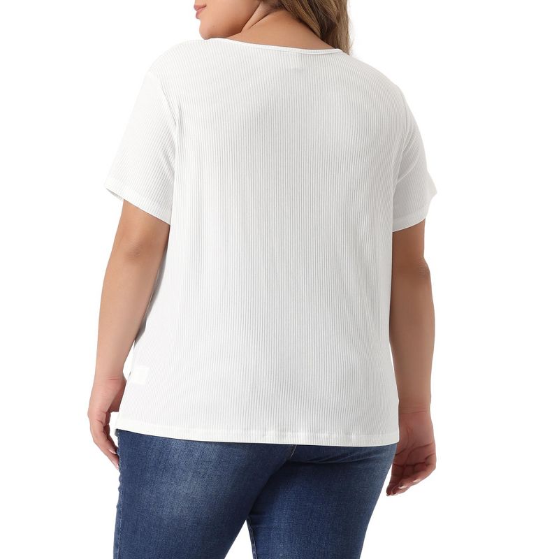 Agnes Orinda Women's Plus Size Basic Short Sleeve Metal Chain Crop Cutout Front T-Shirts, 4 of 6
