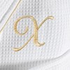 Linum Home Textiles Hotel 100% Turkish Cotton Waffle Terry Personalized White Bathrobe with Gold Satin Piped Trim in Gold Script Font - 2 of 2
