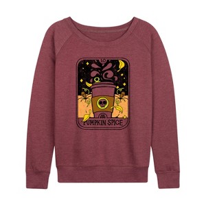 Women's - Instant Message - Fall Lightweight French Terry Wide Neck Long Sleeve Graphic Shirt - 1 of 4