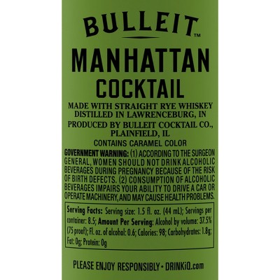 Bulleit Bourbon Manhattan Ready To Drink - 375ml Bottle