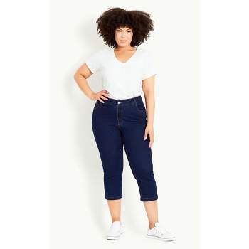Women's Plus Size Denim Love Crop Jeans - dark wash  | EVANS
