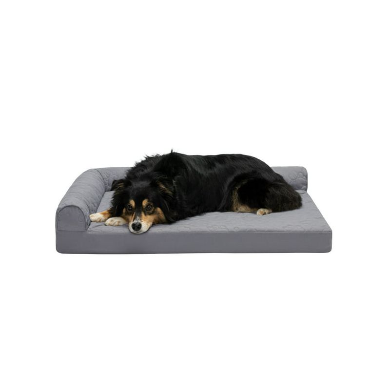 FurHaven Paw-Quilted Cool Gel Top Deluxe L-Chaise Dog Bed, 1 of 4