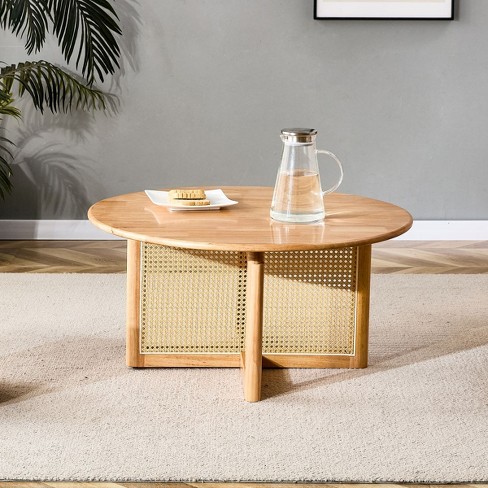 Cozy Minimalist 33 round Coffee Table Rattan Coffee Table Side Table With Crossed Legs Mid Century Coffee Table Center Table Tea Table cuddlewood Target