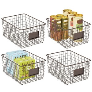 mDesign Large Steel Kitchen Organizer Basket with Label Slot - 1 of 4