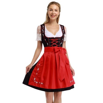 KOJOOIN Costume Women's Cosplay Dress Traditional Costume Dress Up Carnival Outfit Red 2XL