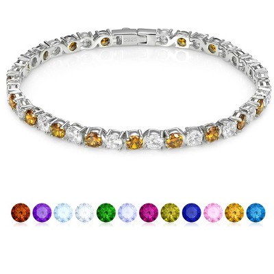 Molenia 18K White Gold Plated Birthstone Tennis Bracelet for Women, Hypoallergenic 925 Sterling Silver Jewelry Anniversary Birthday Gifts for Her