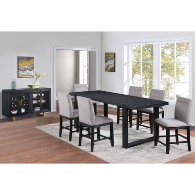 Yves 95" Black Wood Extendable Counter Height Dining Table