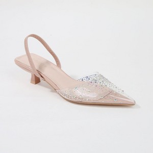 Berness Women's Mabel Clear Rhinestone Slingback Kitten Heels - 1 of 4