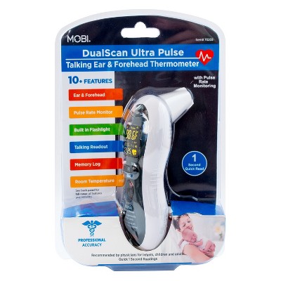Mobi Ultra Pulse Talking Ear, Forehead Digital Thermometer With Pulse