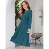 Women's Fall Long Sleeve Dresses Casual Boho Ruffle Neck Tiered A Line Flowy Wedding Guest Midi Dress - 4 of 4