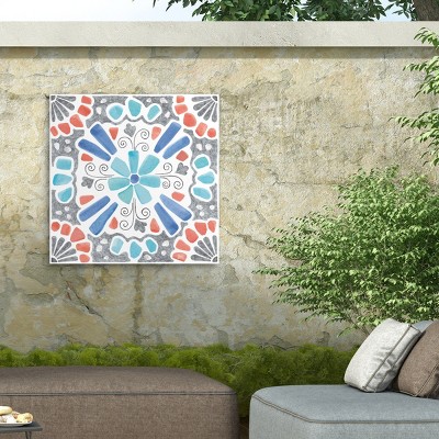 18" x 18" Blue and Red Abstract Canvas Art