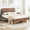 Full/Queen Metal Bed Frame with Curved Rattan Headboard and Wooden Footboard - 3 of 4