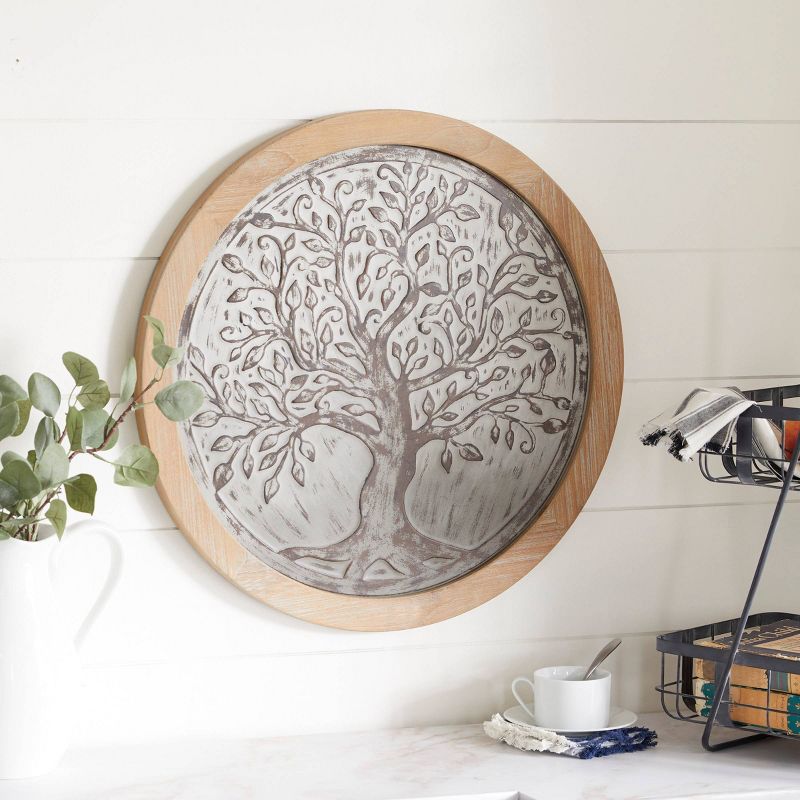Wooden Tree Embossed Wall Decor Brown - Olivia &#38; May, 2 of 7
