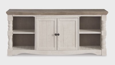 Havalance 67" White and Brown Two-Tone TV Stand with Cabinet