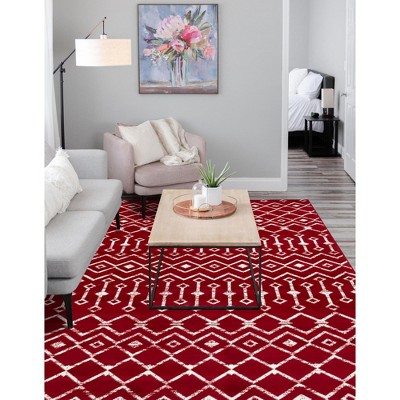 Trellis Elegance 6' x 9' Red Synthetic Rectangular Rug