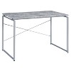Vynxaria Grey Silver Desk with Metal Sled Legs Contemporary Base Writing Table for Home Office Studio - 2 of 4