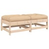 vidaXL Patio Footstools with Cushions 2pcs Solid Wood Pine - 2 of 4