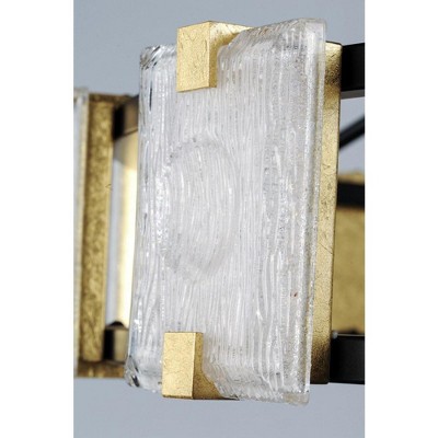 Radiant Black and Gold Leaf 7-Light Glass Vanity Fixture