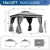 Patio Metal Gazebo with Double Roof and Netting,Outdoor Patio Hardtop Gazebo with Curtains,Patio Canopy for Garden,Deck-Coolbibila - 4 of 4