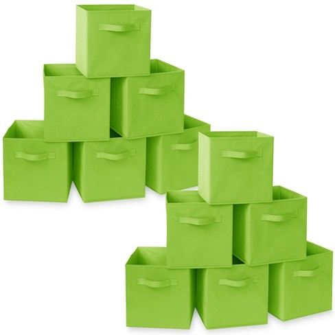Casafield Set Of 12 Collapsible Fabric Storage Cube Bins, Lime