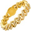 Steeltime Men's stainless steel and simulated diamonds ice out miami thick cuban link bracelet. Color Options: Silver, Gold - 2 of 4