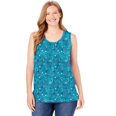 Woman Within Plus Size Perfect Printed Scoopneck Tank