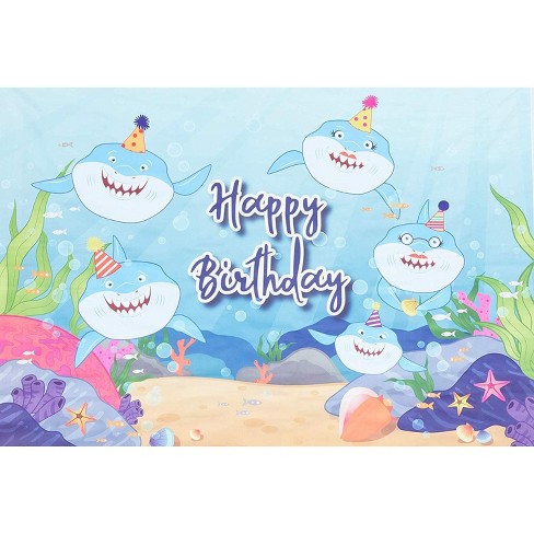 Blue Panda Shark Themed Photo Backdrop For Birthday Party Decoration Baby Shower 5 X 7 Feet Target