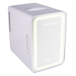 MEMOREX® 6.5-L 9-Can Beautylighted Mini Mirror Fridge in White - 1 of 4