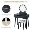 Tangkula Vanity Table Set w/ Lighted Makeup Dresser Mirror & Drawers Black - 4 of 4