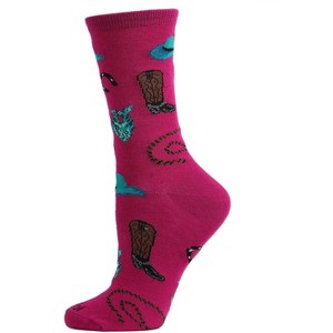 Memoi Western Theme Bamboo Blend Crew Socks - 1 of 4