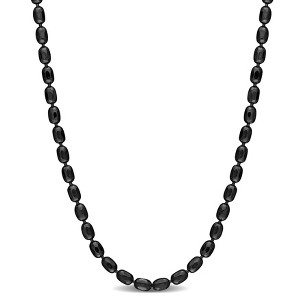 EVERLY JEWELRY | Sterling Silver Black Plated Oval Diamond Cut Beaded Necklace, 20 inc - 1 of 4