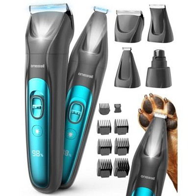 Oneisall FC10 Quiet Dog Clippers w/ LED Light, Rechargeable Nail Grinder & Hair Trimmer for Paw & Body