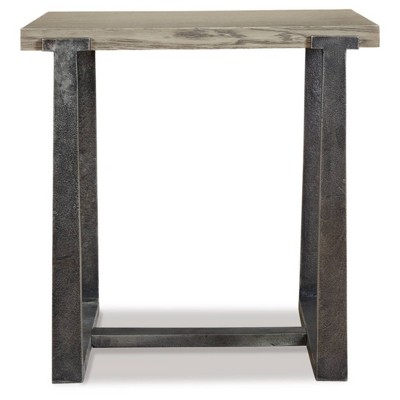 Contemporary Dalenville 22" Black and Gray Metal-Trimmed Wood End Table