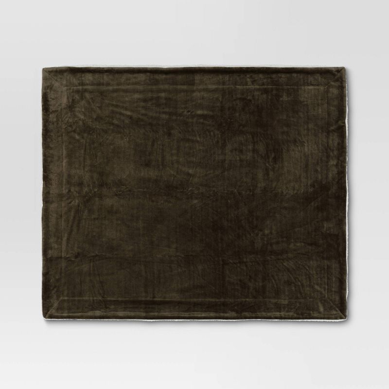 Solid Printed Plush with Shearling Reverse Throw Blanket - Threshold™, 4 of 9