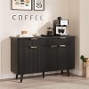 47 Inch Sideboard Buffet Cabinet with 2 Drawers & 3 Doors, Modern Fluted Storage Cabinet with Adjustable Shelves, Dining Room- Black - 2 of 4