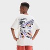 Boys' Hot Wheels Embroidered Front and Back Graphic Oversized Short Sleeve T-Shirt - Ivory - 3 of 4