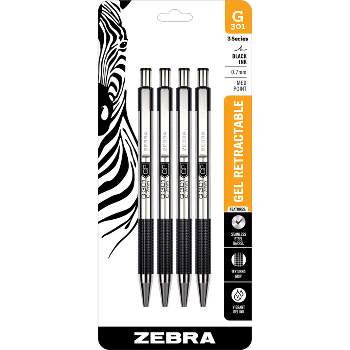 Zebra 4ct Gel Pens 0.7mm G-301 Stainless Steel Black