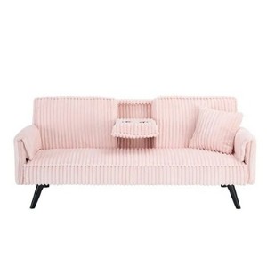 72'' Minimalist style, straight-line corduroy sofa suitable for sitting and lying in the living room and bedroom - 1 of 4