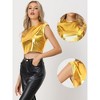 Allegra K Women's Round Neck Party Sleeveless Holographic Crop Metallic Tank Top - 2 of 4