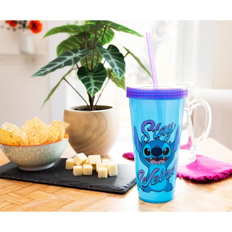 Silver Buffalo Disney Lilo & Stitch "Stay Weird" Color-Changing Plastic Tumbler | 24 Ounces, 3 of 7