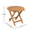 Outdoor Foldable Acacia Wood End Table,Small Side Table with Adjustable Length,Portable Round Accent Table for Living Room or Patio-Coolbibila - 4 of 4