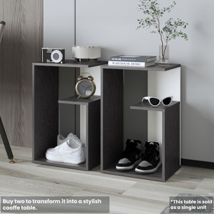 Vynxaria 25" High 3-Tier Open Shelf Side Table - Modern White Design - 1 of 4
